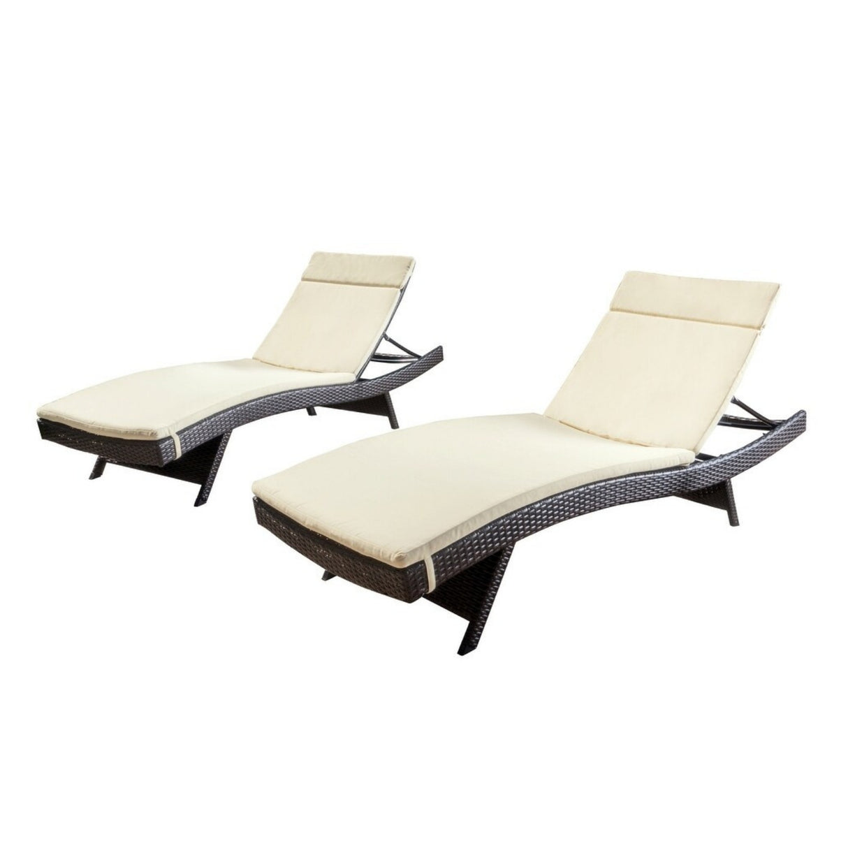 All-Weather Rattan Wicker Outdoor Chaise Lounge Chair Set of 2