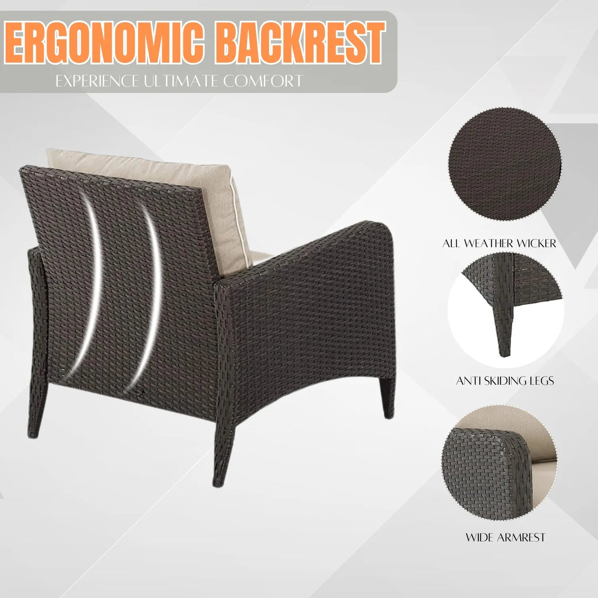 Outdoor 4 Piece Patio Wicker Furniture Set