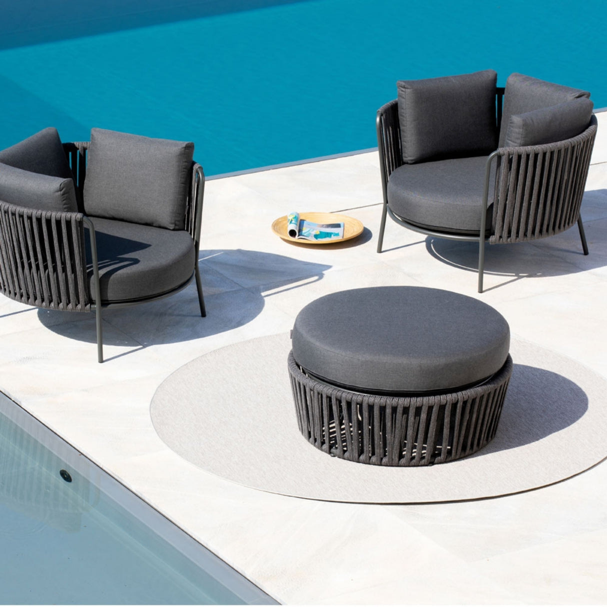 Round Outdoor Rope Footstool