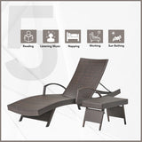 Outdoor All-Weather HDPE Wicker Rattan Sunlounger Recliner with Side Table