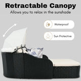 Outdoor Rattan Wicker Double Seater Canopy Daybed