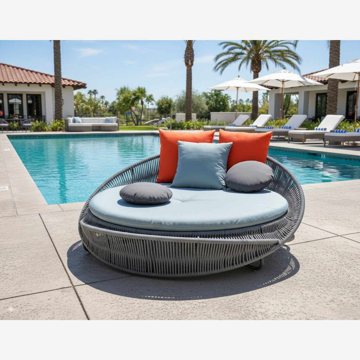 Outdoor Rope Round Patio Daybed Sofa