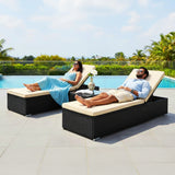 Outdoor Wicker Lounge Chairs Set of 2 With Side Table