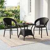 Outdoor Wicker 3 Piece Patio Bistro Set (Black)