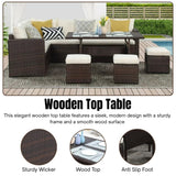6-Pieces L-Shape Patio Rattan Dining Set