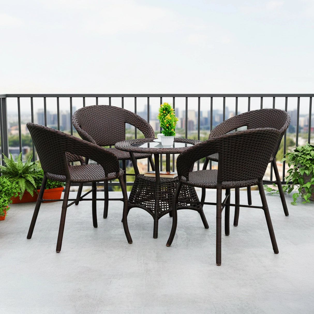 5-Piece Outdoor Rattan Wicker Patio Bistro Set