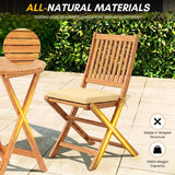 Acacia Wood Foldable Outdoor Bistro Set – 2 Chairs & Round Table