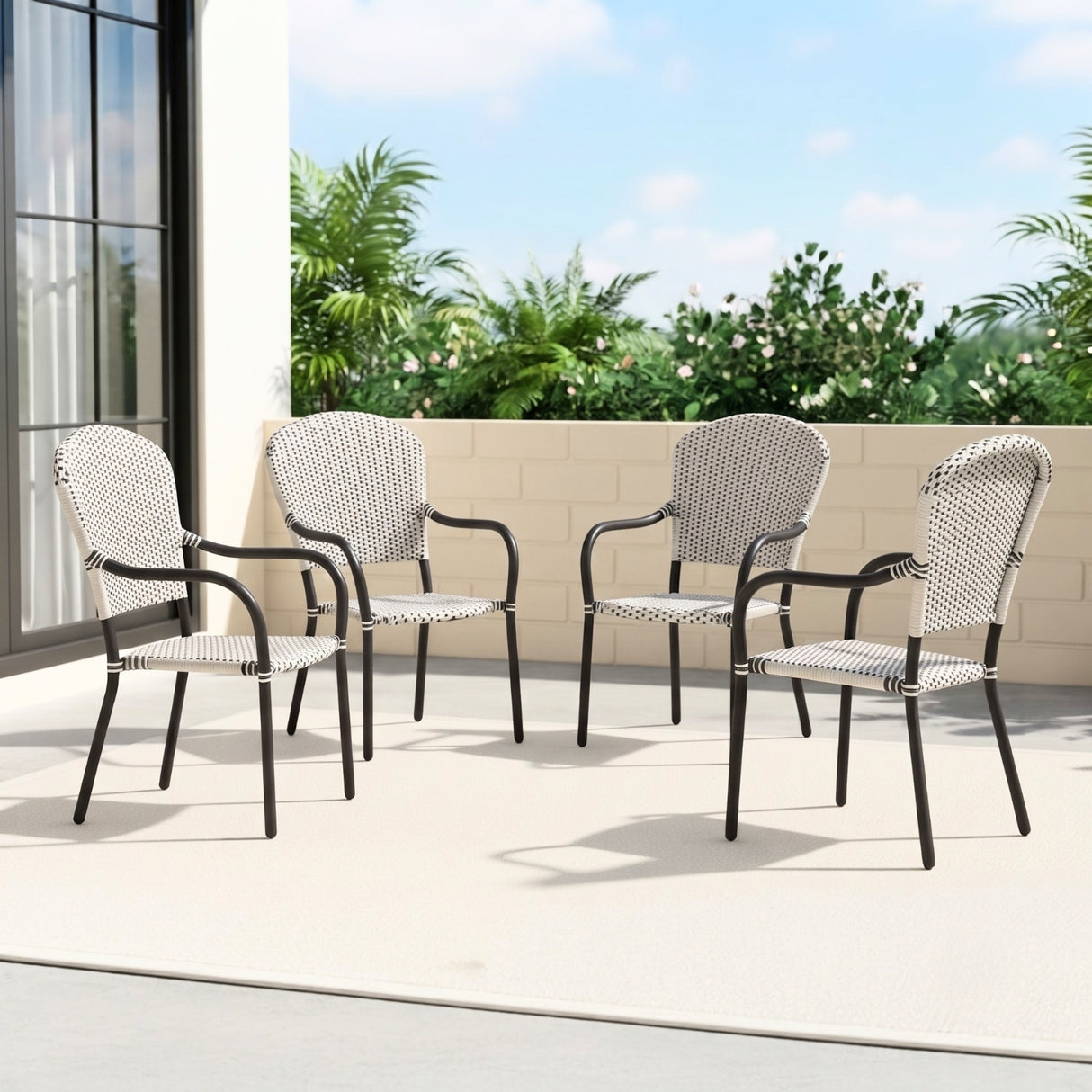 4-Piece Outdoor Rattan Wicker Patio Chairs