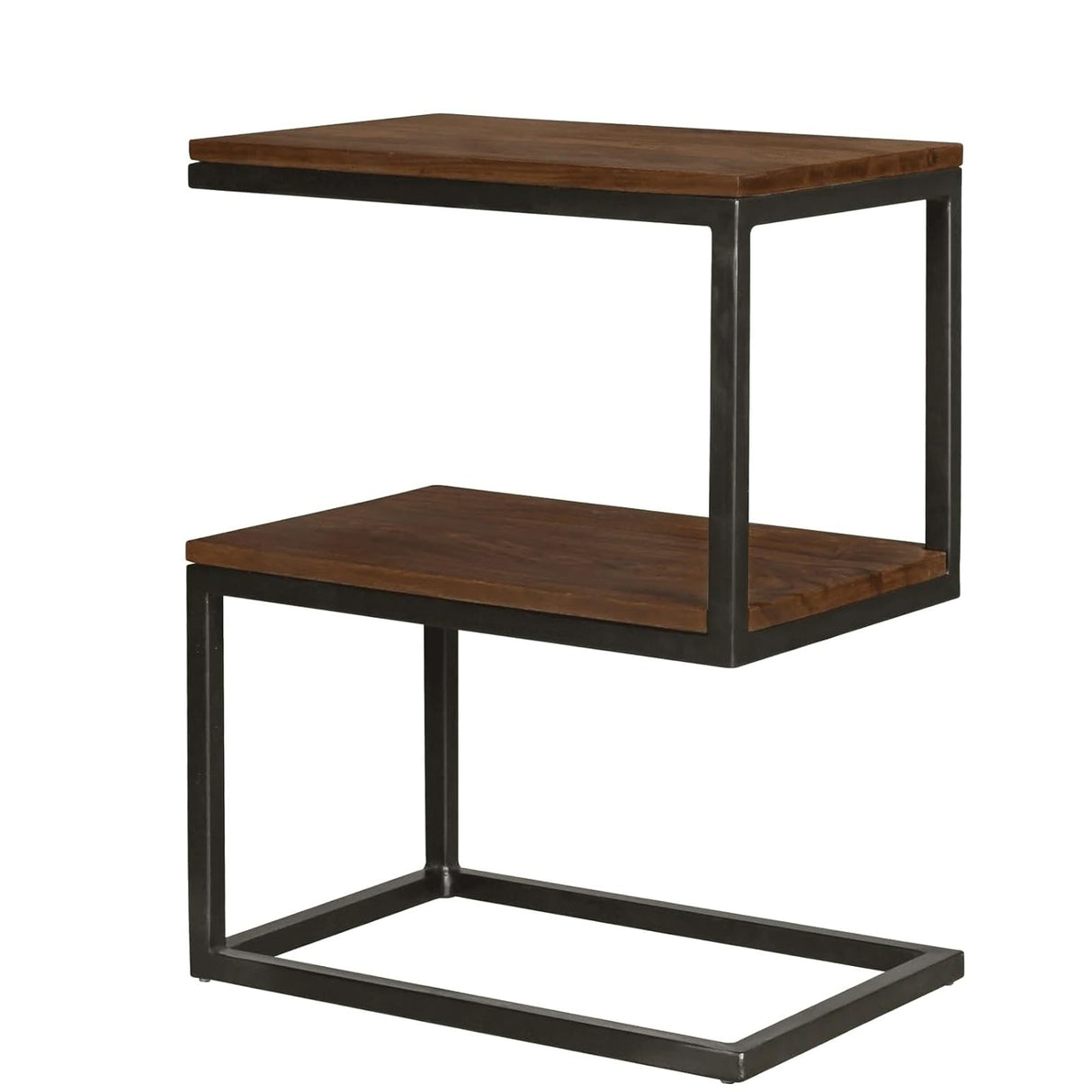 Solid Sheesham Wood S-Shape Bedside Corner Side Table