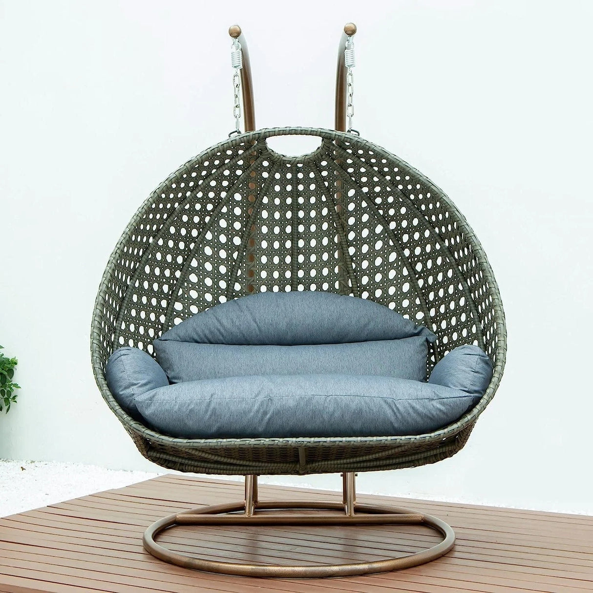 Double Seater Hanging Swing Chair (Dark Brown/Dark Grey)