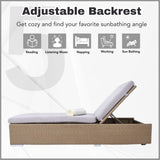 Outdoor All-Weather Rattan Wicker Lounger (Beige & Grey)