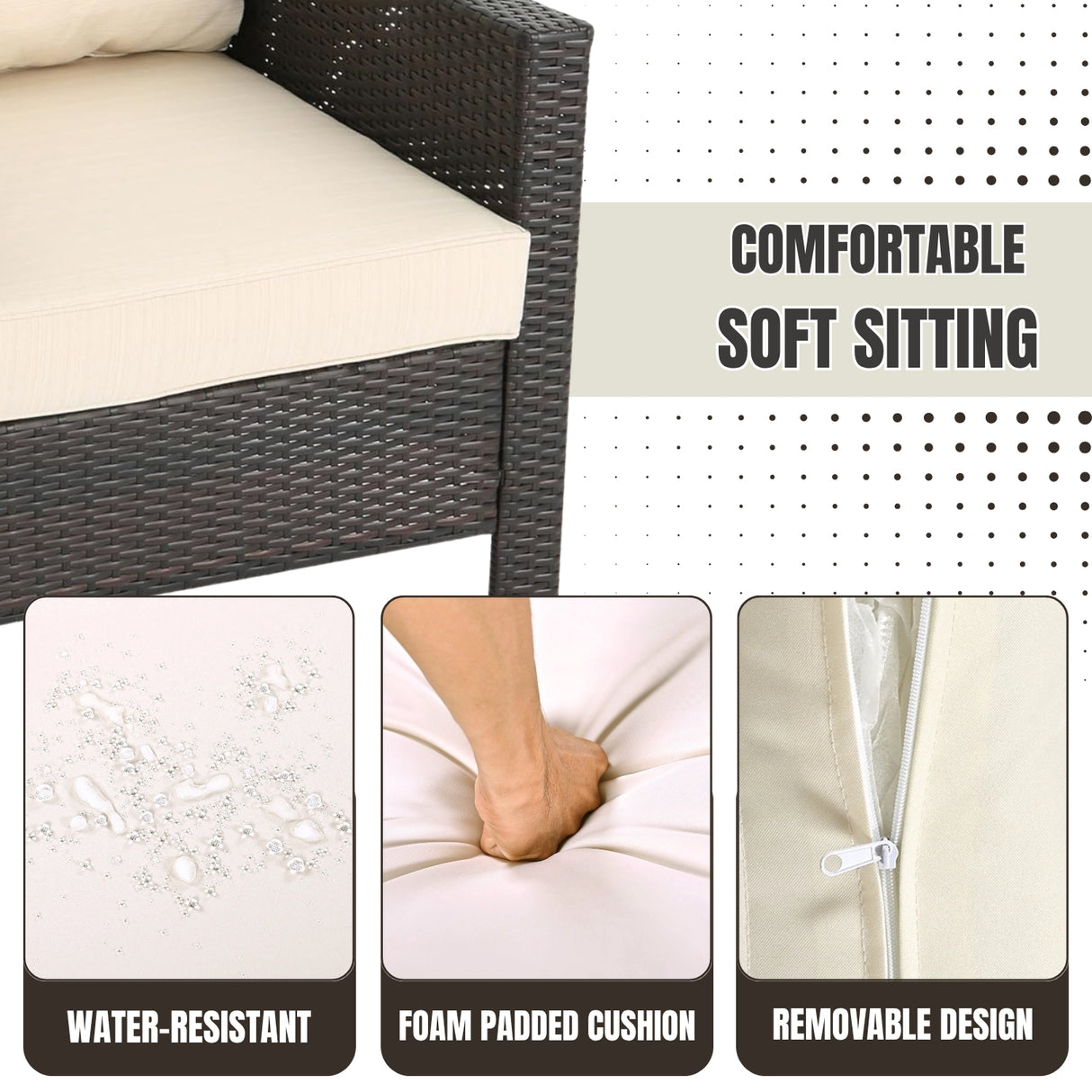 Outdoor Rattan Wicker 1-Piece Loveseat Sofa