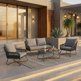 Outdoor 4 Seater Rope Conversation Sofa Set
