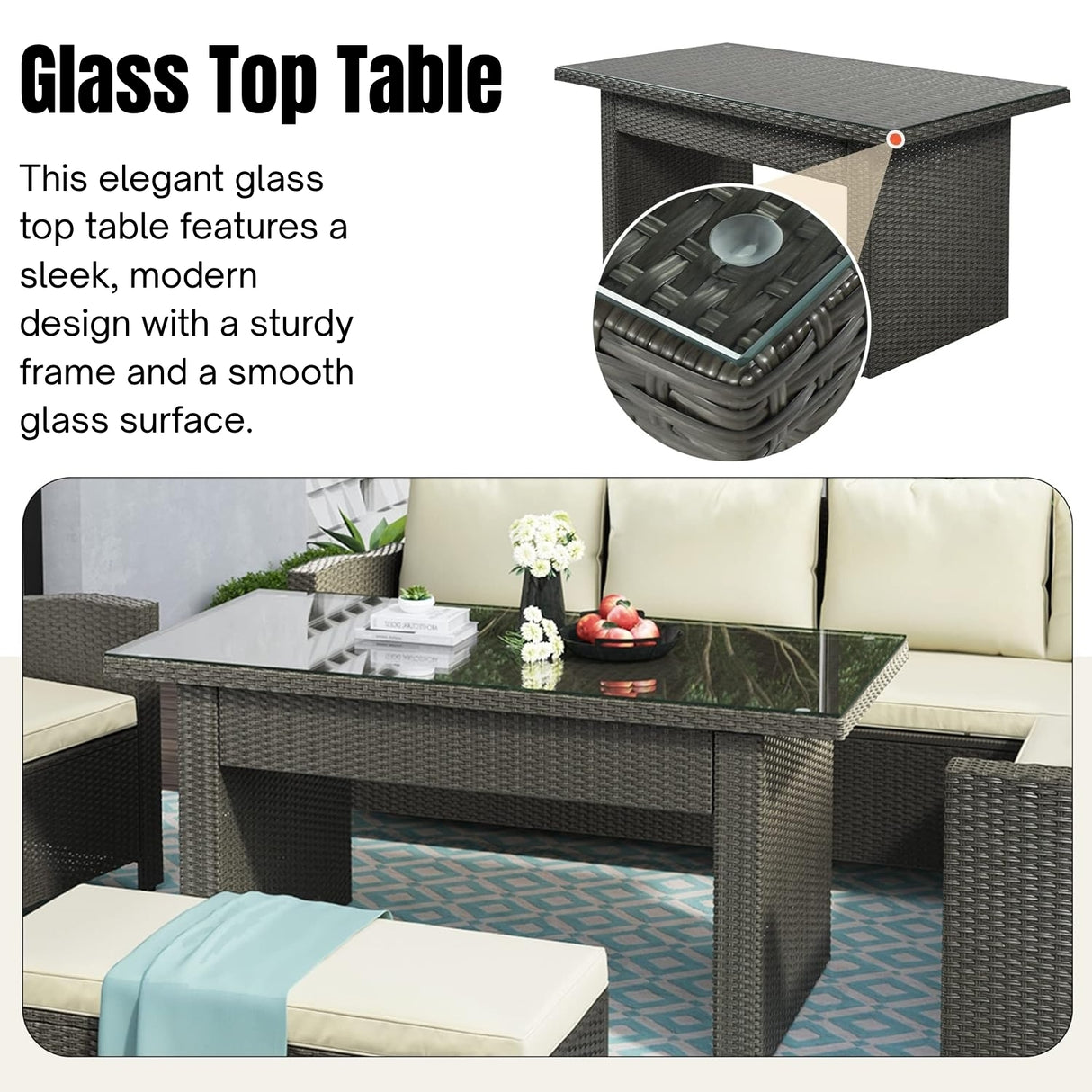 5-Piece Outdoor Patio Furniture Set with Dining Table and Chairs