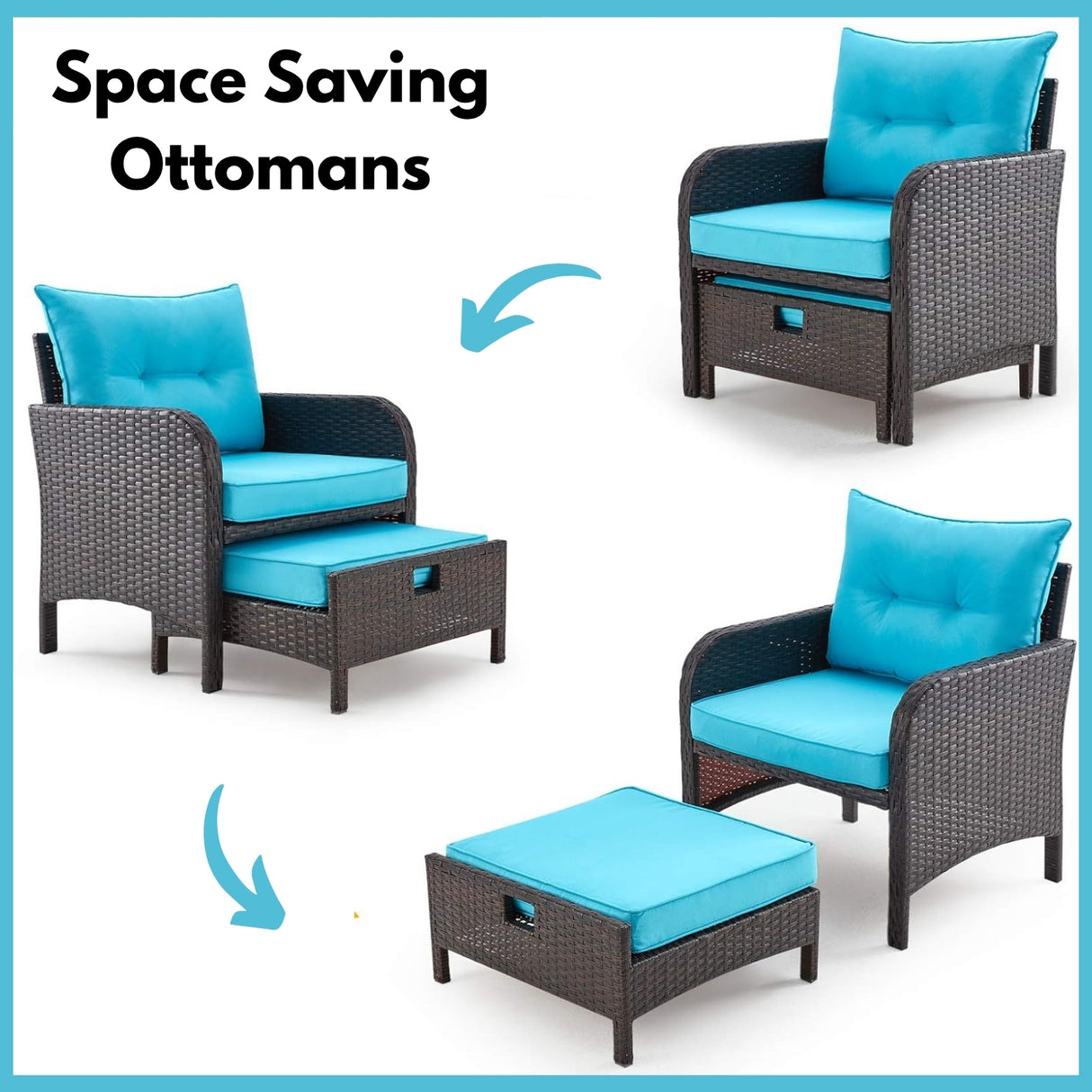 Outdoor 5 Piece Patio Wicker Furniture Set