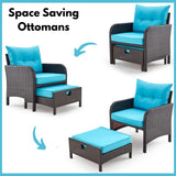 Outdoor 5 Piece Patio Wicker Furniture Set
