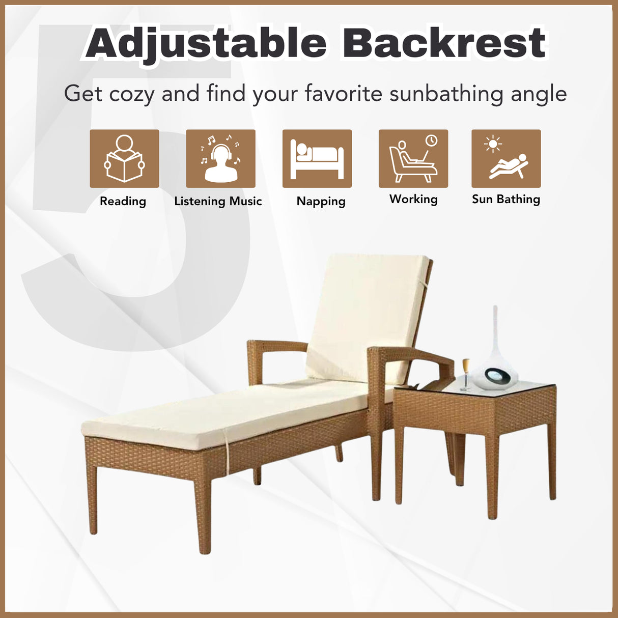 Outdoor Wicker Lounge Chair With Side Table