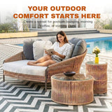 Outdoor Patio Rope Daybed With Center and Side Tables