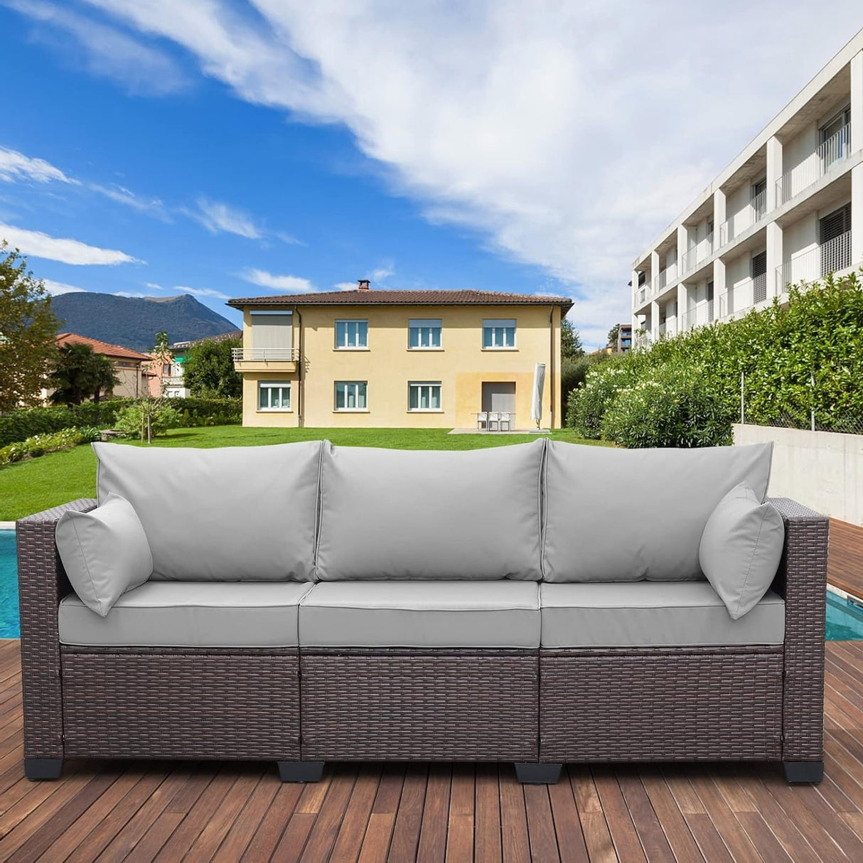 3-Seater Outdoor Rattan Wicker Patio Sofa