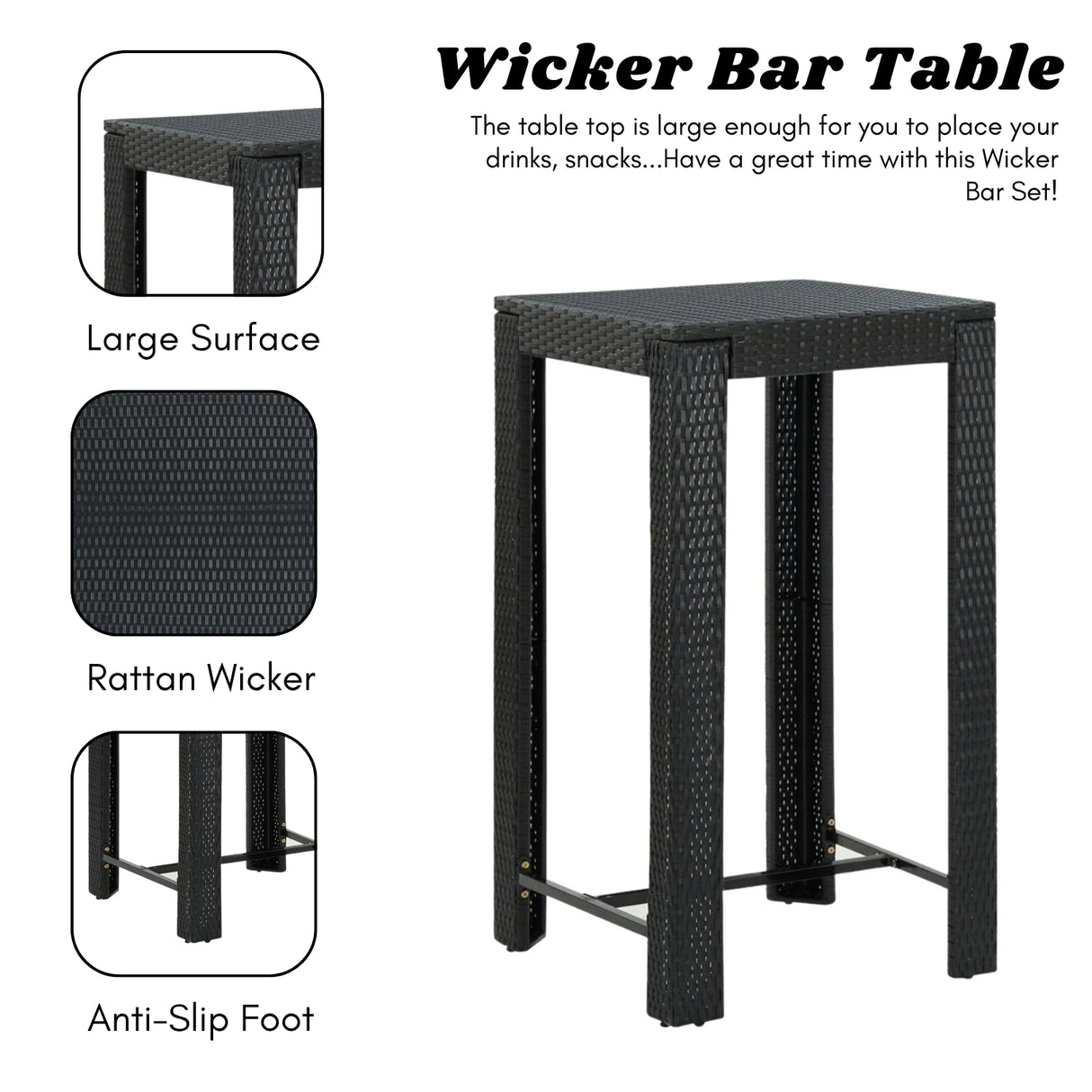 5-Piece Outdoor Rattan Wicker Bar Set