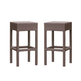 7-Piece Outdoor Rattan Wicker Bar Set with Wicker Top Table