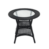 Outdoor Wicker 5-Piece Patio Set with Outdoor Umbrella