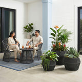 Outdoor 3-Piece Round Rope Planters (Grey)