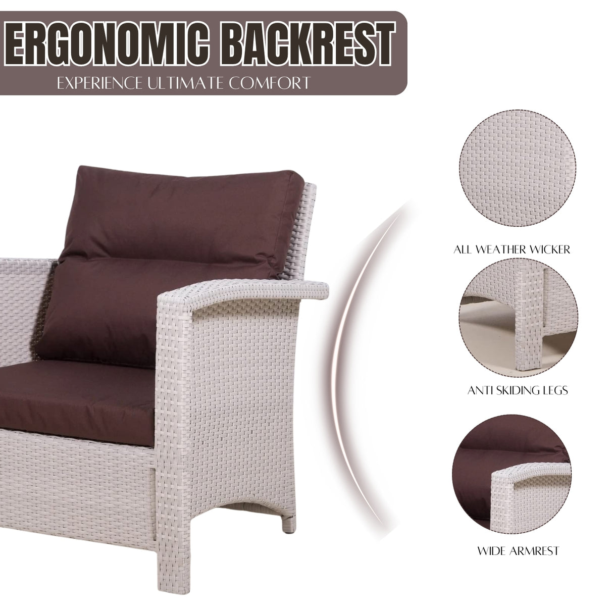 Outdoor All-Weather Wicker Single Seater Sofa