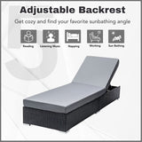 Outdoor All-Weather Rattan Wicker Lounger (Black & Grey)