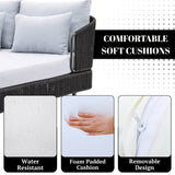 Outdoor Grey Rope Patio Daybed with Comfortable White Cushion