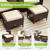 2-Piece Outdoor Rattan Wicker Ottoman Set
