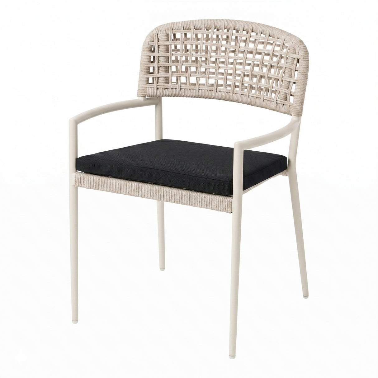 Outdoor Rope Dining Chair with Cushion (Platinum & Black)