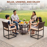5-Piece Outdoor Wicker Patio Furniture Set (Dark Brown & Cream)