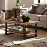 2-Tier Natural Wood Top Center Table