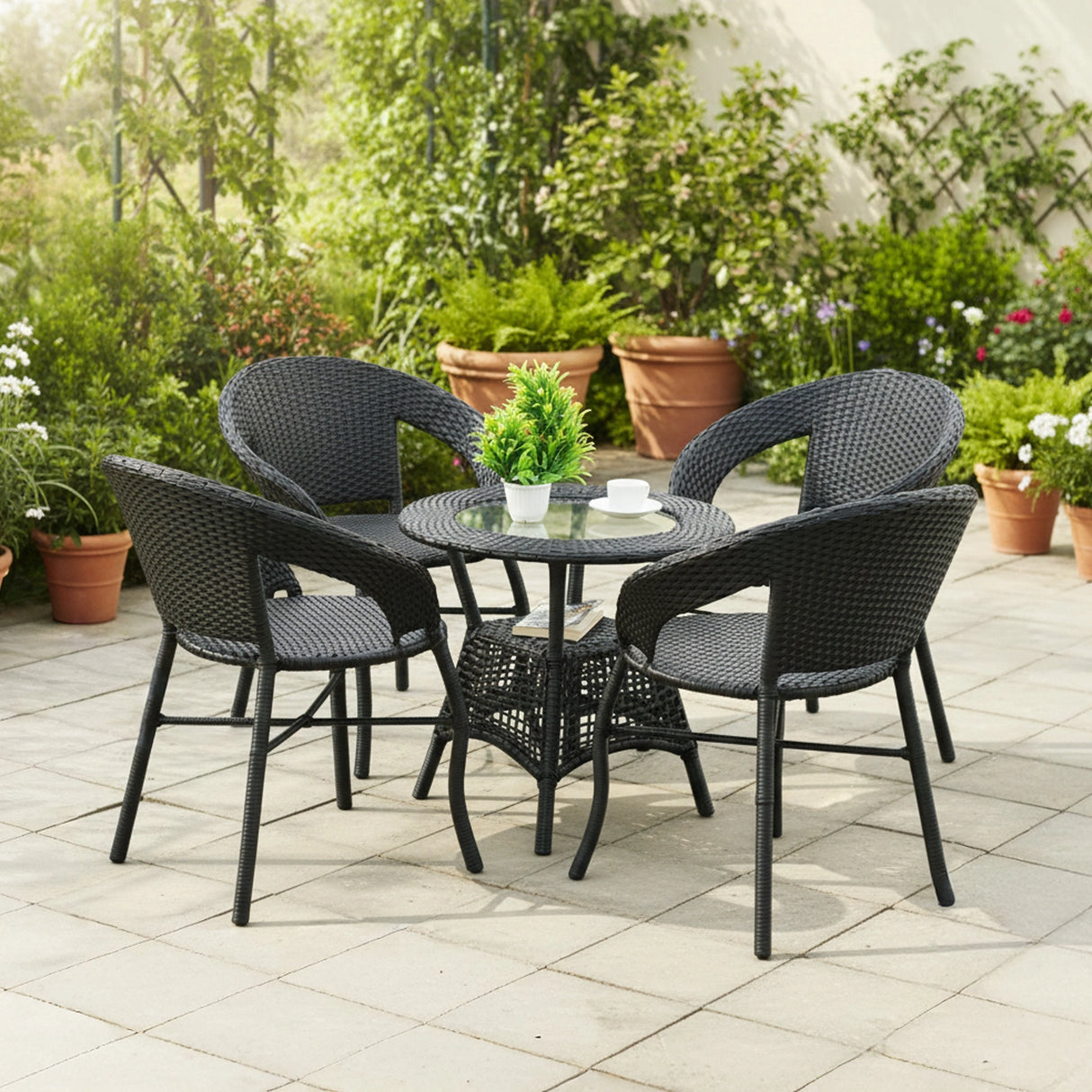 5-Piece Outdoor Rattan Wicker Patio Bistro Set