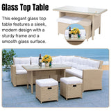 5-Piece Wicker Patio Conversation Set (Beige/White)