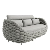 Outdoor Rope 5-Seater Sofa Set with Glass Top Center Table (Grey)