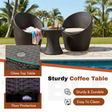 Outdoor Rattan Wicker 3-Piece Conversation Set