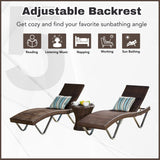Outdoor Rattan Wicker Lounge Chairs Set of 2 with Matching Side Table