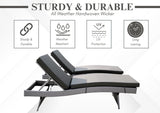 All-Weather HDPE Wicker Outdoor Chaise Lounge Chair Set of 2