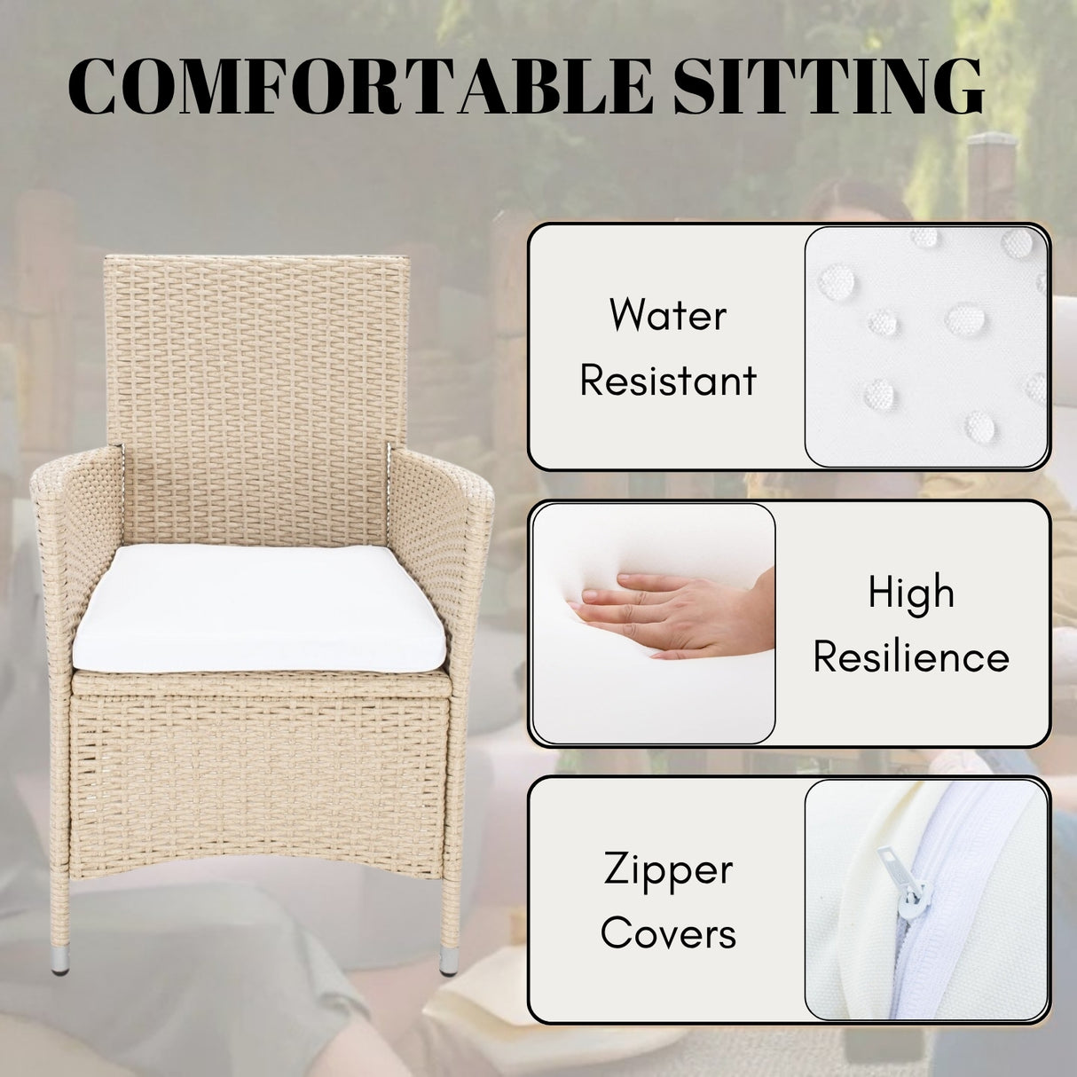 9-Piece Outdoor Rattan Wicker Dinning Table Set