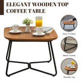 Outdoor Rope 3-Piece Patio Set With Wooden Top Table