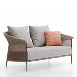 Outdoor Rope Patio Sofa Set with Cushions & Wooden Top Tables