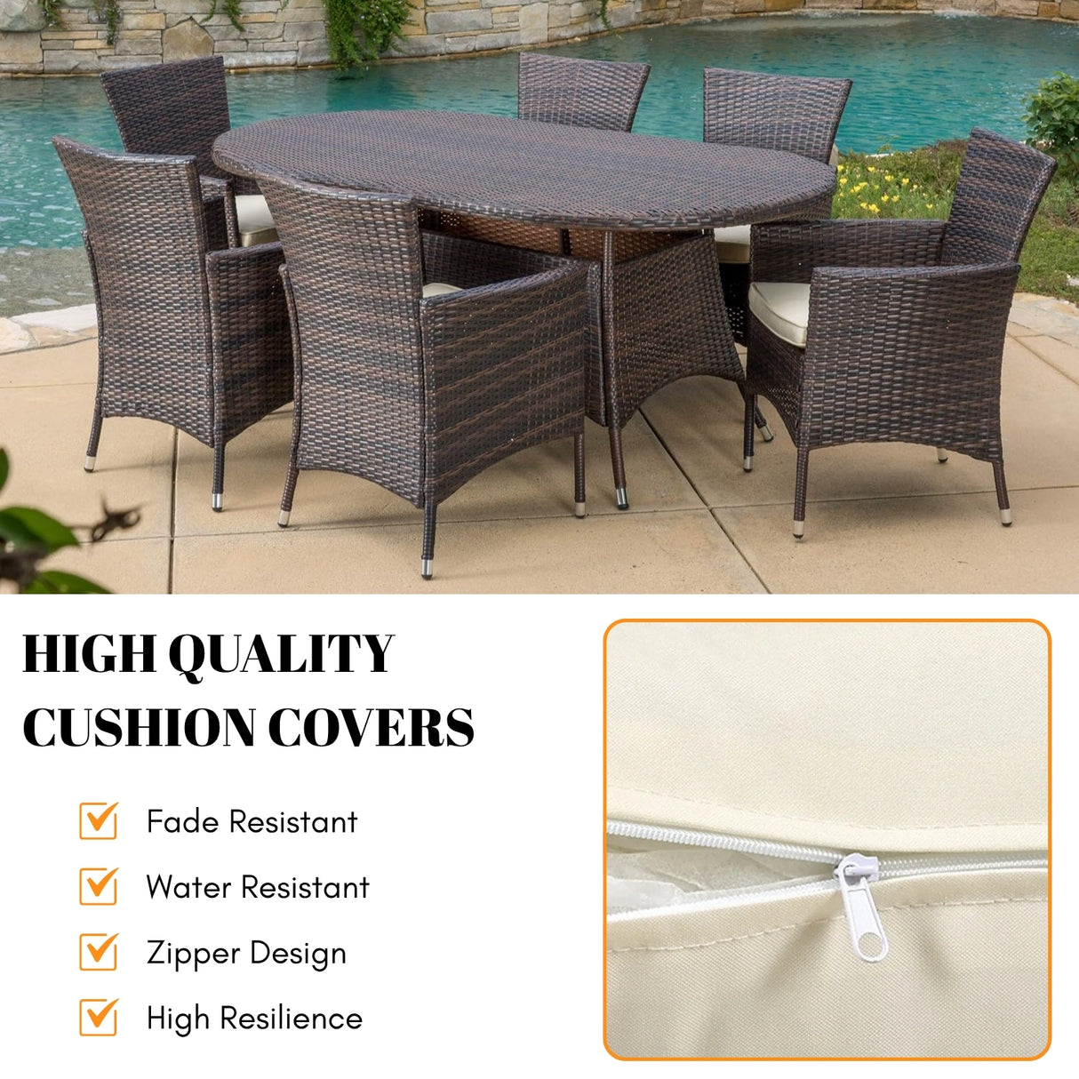 7-Piece Outdoor Rattan Wicker Dining Table Set