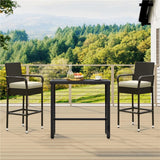 Outdoor Rattan Wicker 2-Piece Bar Chairs