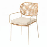 Outdoor Rope Dining Chair with Cushion (Beige & Cream)