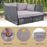 Outdoor Rope 2 Seater Patio Daybed With Side Table