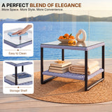 Outdoor 3-Piece Wicker Patio Set(Silver & Cream)
