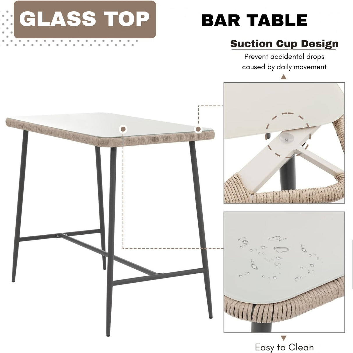 Premium Outdoor Rope 5-Piece Bar Set With a High-Top Table