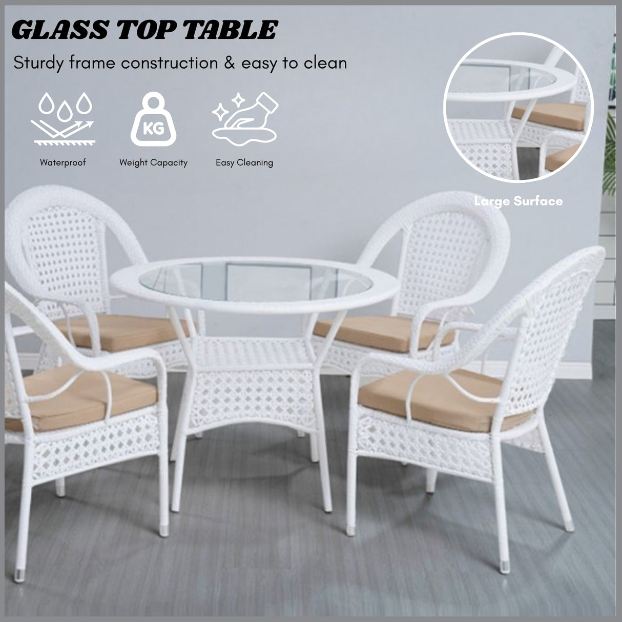 Outdoor All-Weather Resistant Rattan Wicker 5-Piece Dining Set